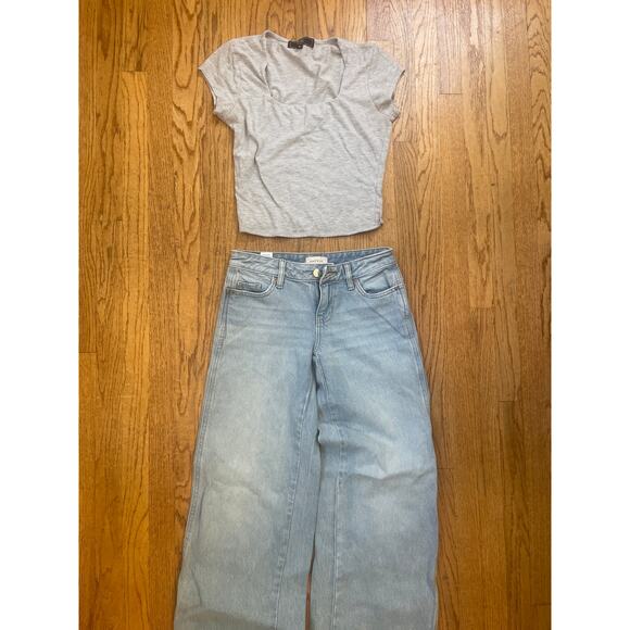 Gray cotton short sleeve crop top - Picture 4 of 4